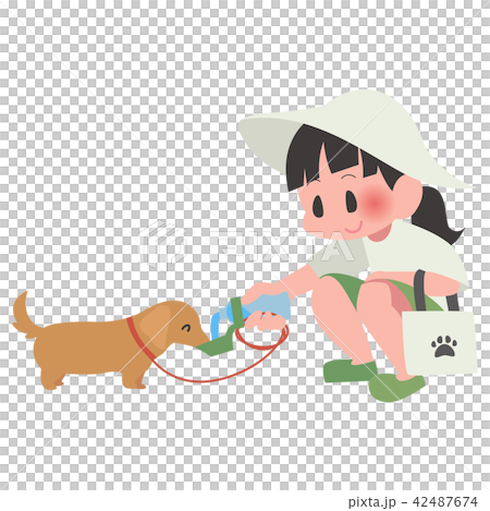 Dog pet walking hydration woman Dog pet walking hydration woman 42487674