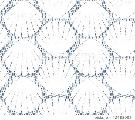 Shell Shape With Wave Japanese Pattern Vector のイラスト素材