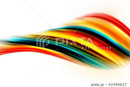 Fluid liquid mixing colors concept on light grey background, wave and swirl curve flow line, trendy Fluid liquid mixing colors concept on light grey background, wave and swirl curve flow line, trendy 42490627