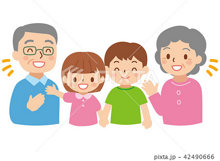 老夫婦と子供たち 42490666