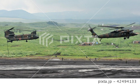 陸上自衛隊の輸送ヘリコプター（向かって左CH-47,右UH-60） 42494133
