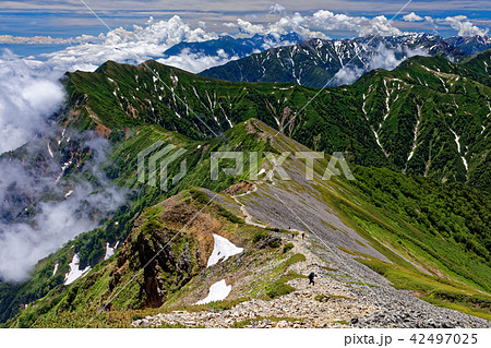 鹿島槍ヶ岳から見る爺ヶ岳稜線 鹿島槍ヶ岳から見る爺ヶ岳稜線 42497025