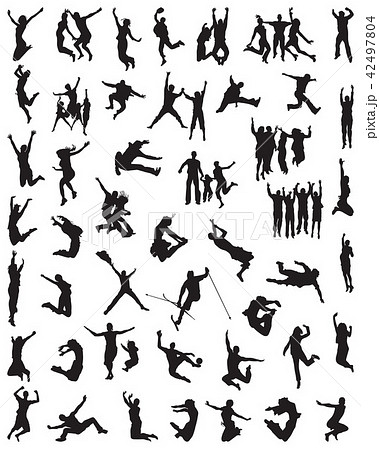 silhouette of people jumping 42497804