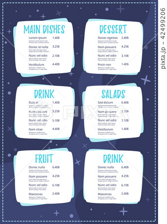 Children menu meal template. 42499206