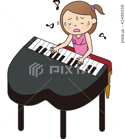ピアノ発表会 子供 緊張のイラスト素材