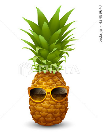 Fresh Ripe Pineapple In Sunglassesのイラスト素材