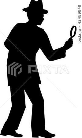 Detective Man With Magnifying Glass Silhouette のイラスト素材