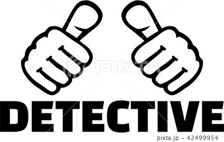 Detective word with thumbs. T-Shirt design. 42499954