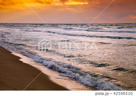 Purple sunrise over the sea 42500310