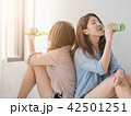 Young asian woman lesbian couple sitting on bed 42501251