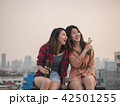 Young asian woman lesbian couple clinking bottles 42501255