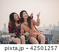 Young asian woman lesbian couple clinking bottles 42501257