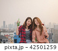 Young asian woman lesbian couple clinking bottles 42501259