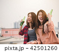 Young asian woman lesbian couple clinking bottles 42501260