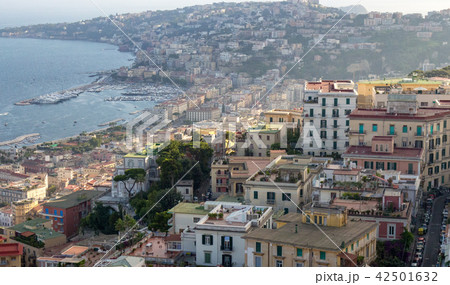 Naples hills on sunset with Mediterranean sea bay  42501632