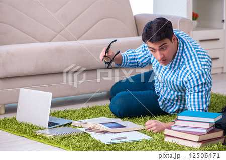 Young student preparing for exams at home 42506471