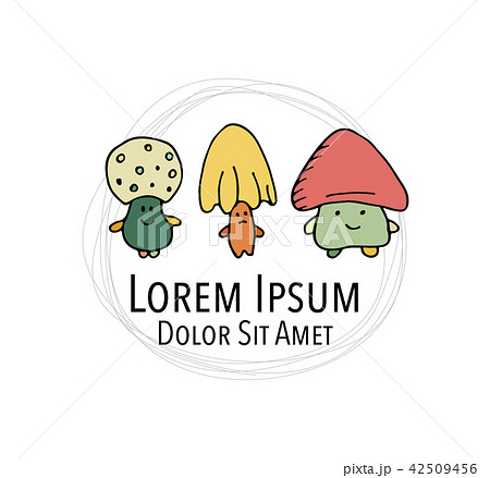 Smiling mushrooms, sketch for your design 42509456