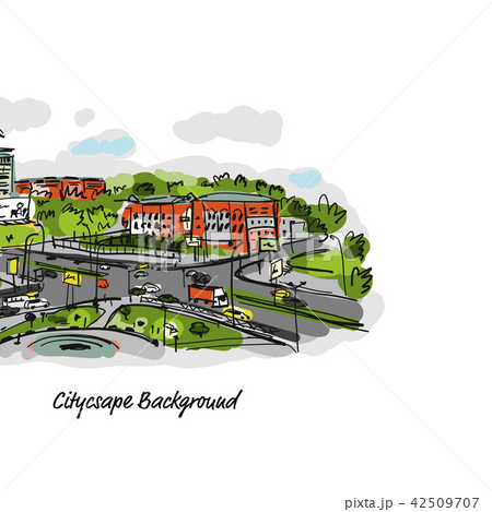 Sketch of traffic road in city for your design 42509707