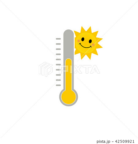 温度計と太陽のイラストのイラスト素材