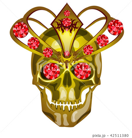 Golden human skull decorated with gold and inlaid with rubies, isolated on white background. Vector Golden human skull decorated with gold and inlaid with rubies, isolated on white background. Vector 42511380
