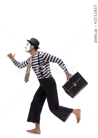 Mime with briefcase isolated on white background  42511637