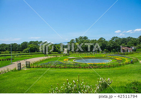 服部緑地・円形花壇と噴水 42511794