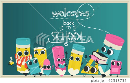 Vector back to school poster with pencil character 42513755