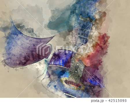Acoustic Guitar playing watercolor painting   42515093