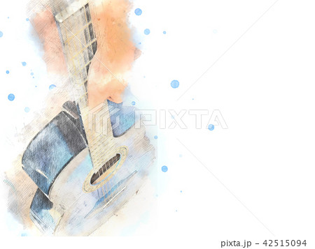 Acoustic Guitar playing watercolor painting   42515094