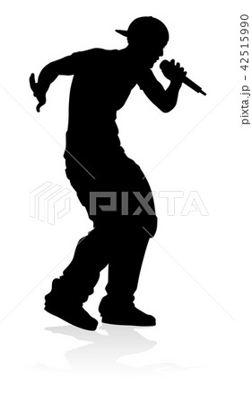 Singer Pop Country Or Rock Star Silhouetteのイラスト素材