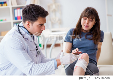 Patient visiting doctor after sustaining sports injury Patient visiting doctor after sustaining sports injury 42516280