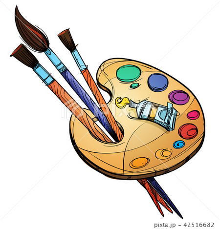 artist paint brush set cartoon vector illustration (2479874)