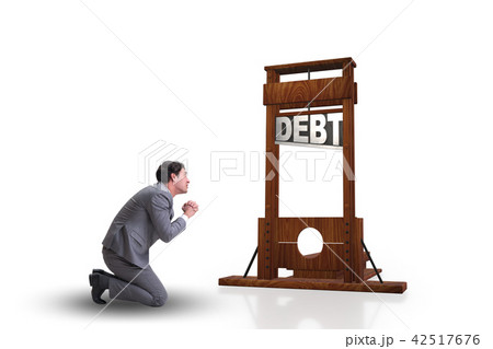 Businessman in heavy debt business concept 42517676
