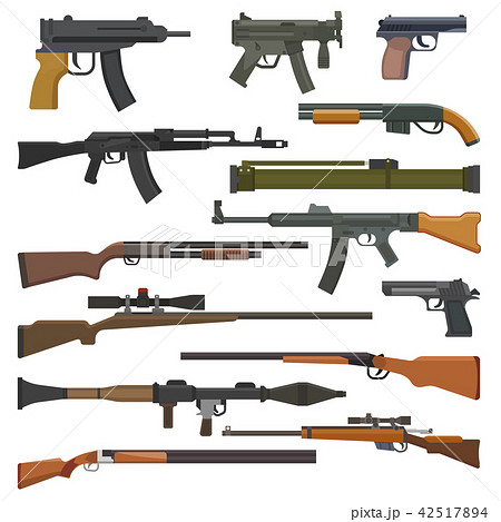 Gun Vector Military Weapon Or Army Handgun And のイラスト素材