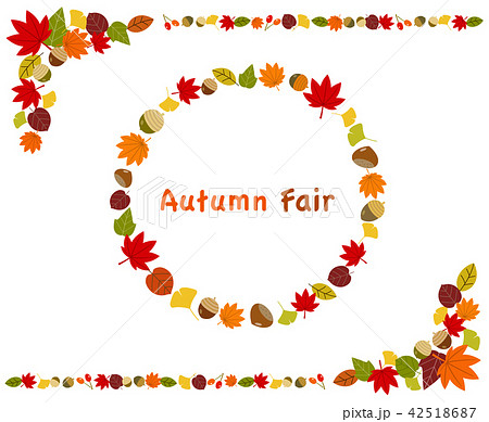 秋の紅葉フレームセットのイラスト素材