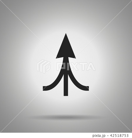 associated arrow icon . three arrow united at one  42518753
