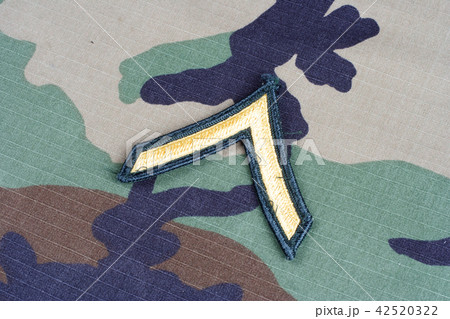 US ARMY Private rank patch on camouflage uniform 42520322