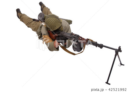 shooter with machine gun shooter with machine gun 42521992