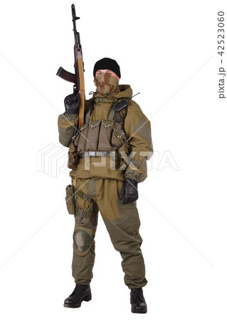 shooter with kalashnikov rifle shooter with kalashnikov rifle 42523060