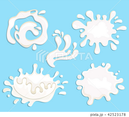 Set of 5 milk splashes, drops and blots. 42523178