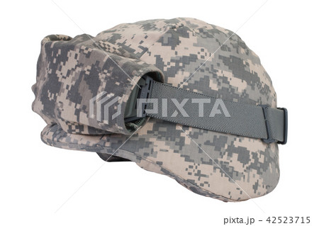 kevlar helmet with a camouflage cover and goggles 42523715