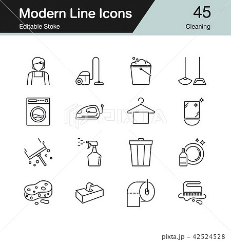 Cleaning icons. Modern line design. 42524528