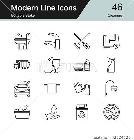Cleaning icons. Modern line design. 42524529