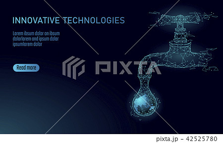 Save water low poly concept. Polygonal triangle ecology planet ocean sea safety banner. Water tap 42525780