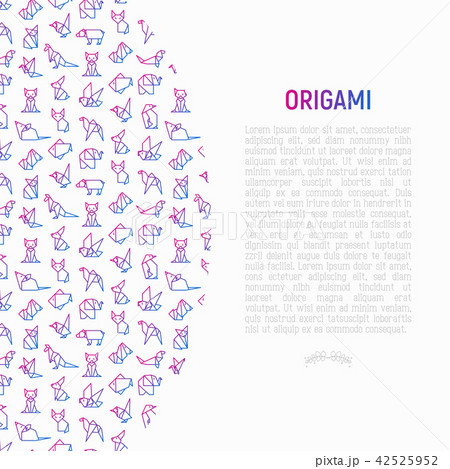Origami concept with thin line icons Origami concept with thin line icons 42525952