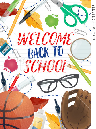 Back to School supplies and education items poster Back to School supplies and education items poster 42532553