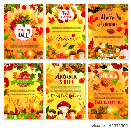 Hello Autumn seasonal vector greeting cards 42532566