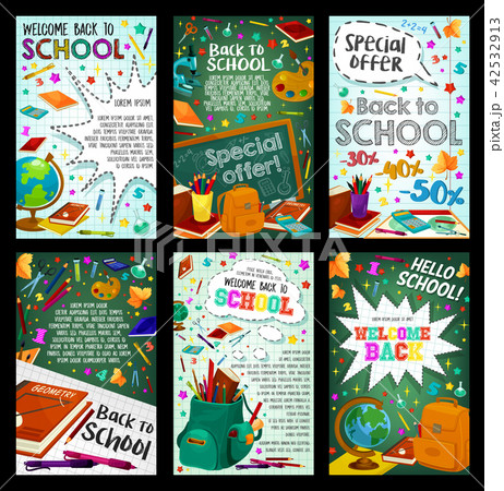 School supplies sale banner with student items 42532913
