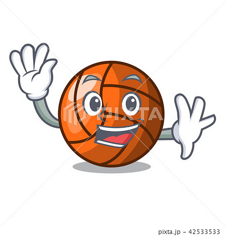 Waving volleyball character cartoon style Waving volleyball character cartoon style 42533533