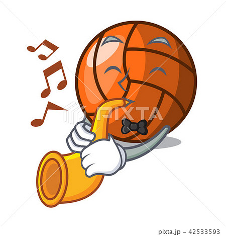 With trumpet volleyball mascot cartoon style 42533593